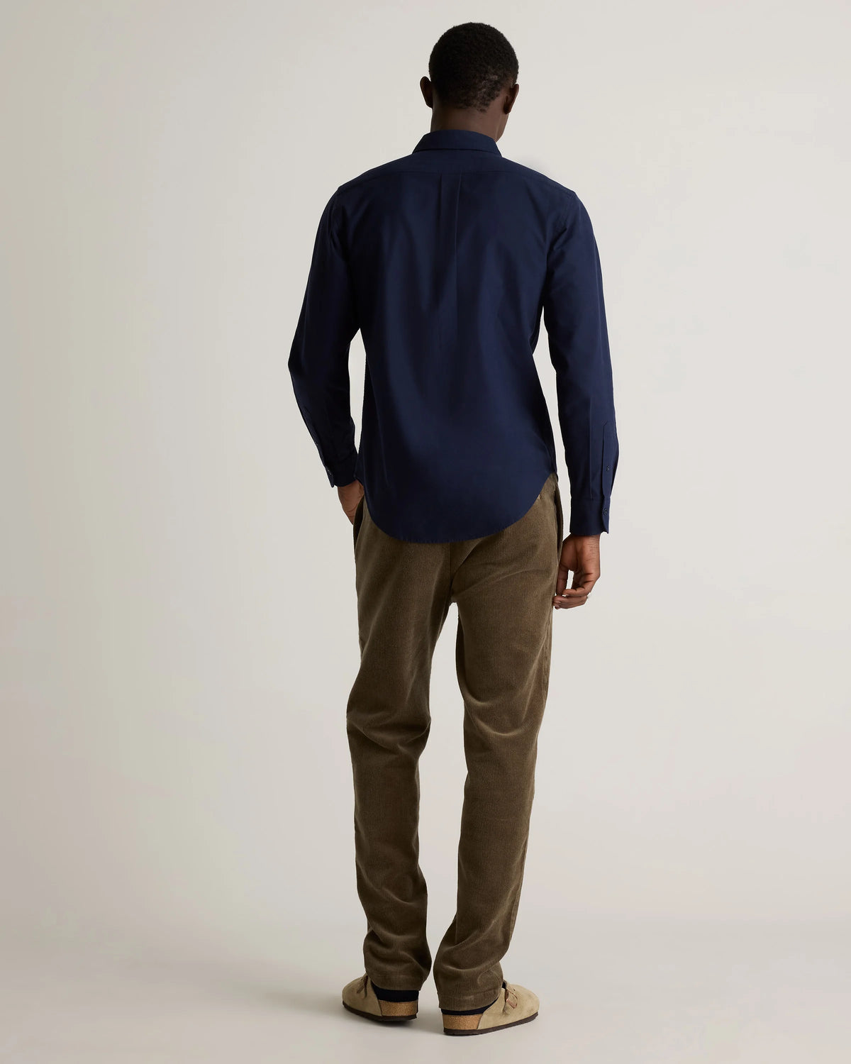 Organic Cotton Stretch Textured Twill Shirt - S / Navy