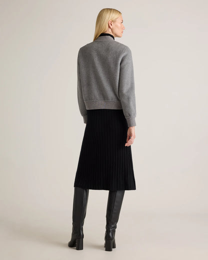 Double-Faced Merino Wool Bomber Jacket - XS / Black