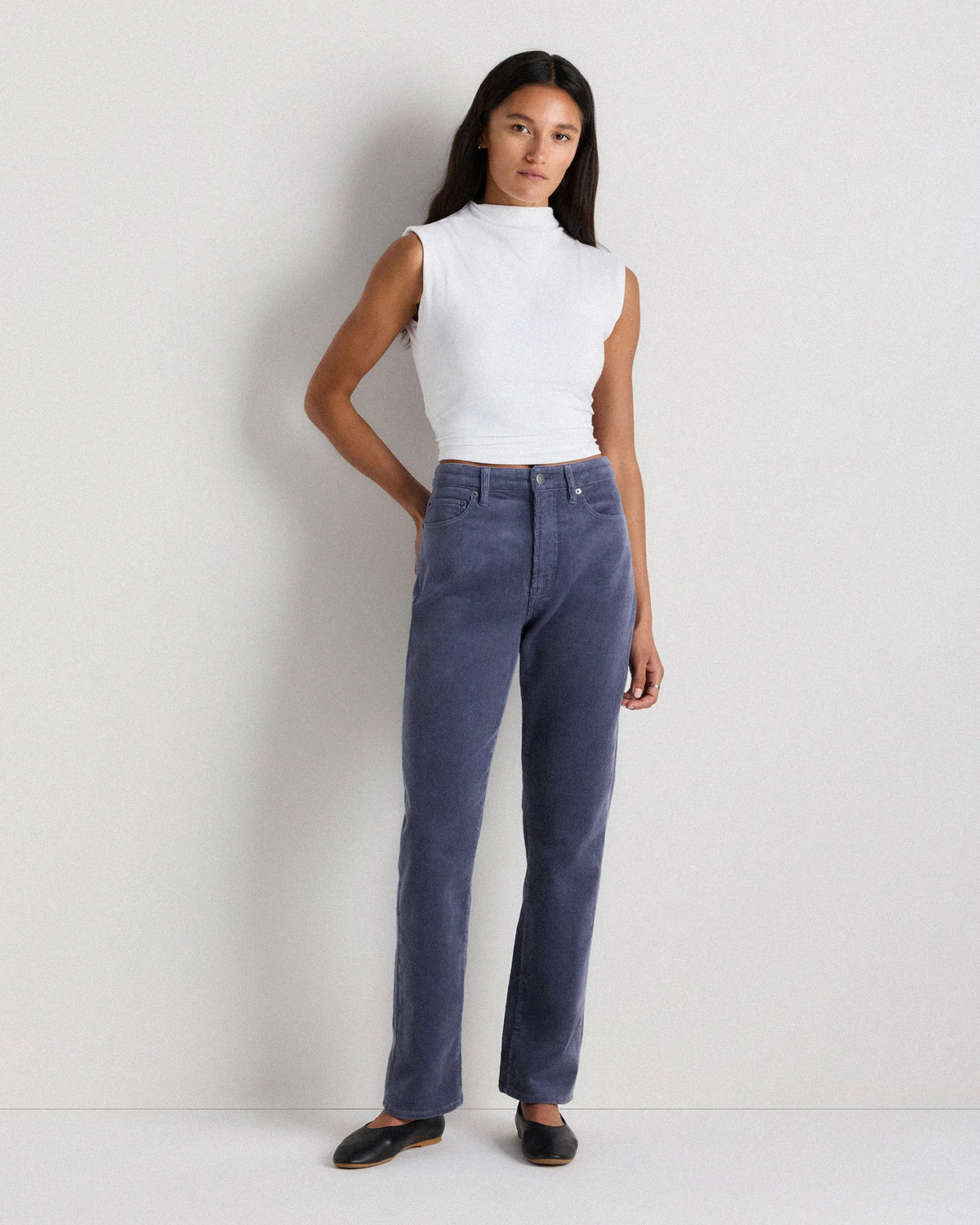 Organic Stretch Corduroy Straight Leg Pants - 0 / Espresso