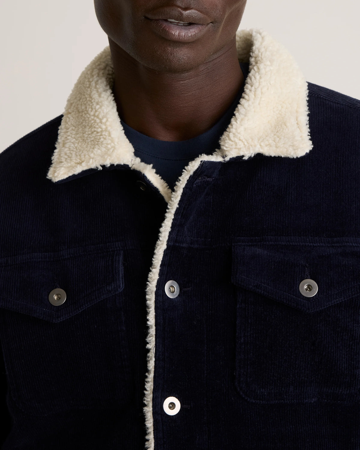 Organic Stretch Corduroy Sherpa-Lined Trucker Jacket - S / Espresso
