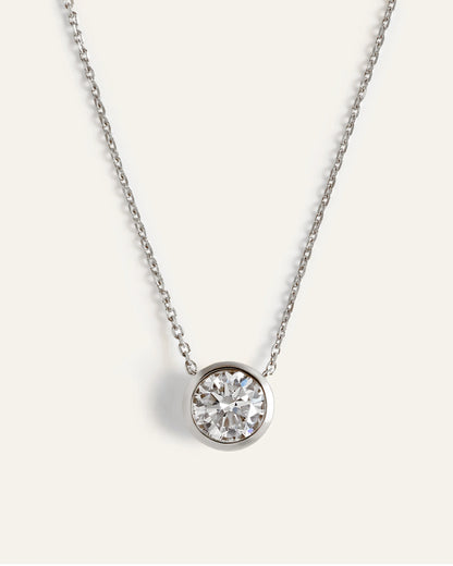 14K Gold Lab Grown Diamond Bezel Necklace - One Size / Yellow Gold
