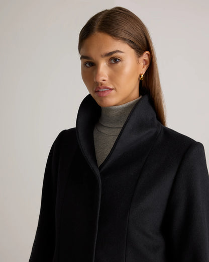 Italian Wool Cocoon Coat - XS / Black