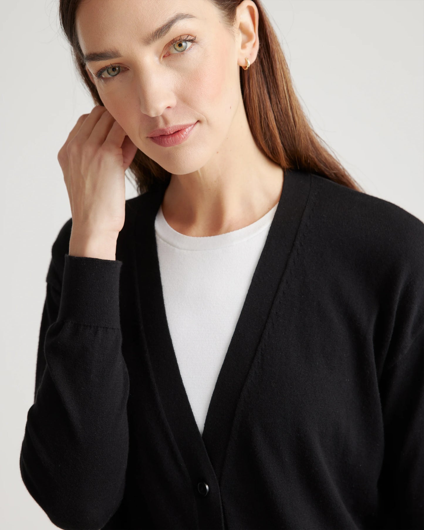 Lightweight Cotton Cashmere Cardigan - XS / Heather Oatmeal