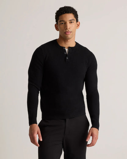 Mongolian Cashmere Henley Sweater - S / Brown