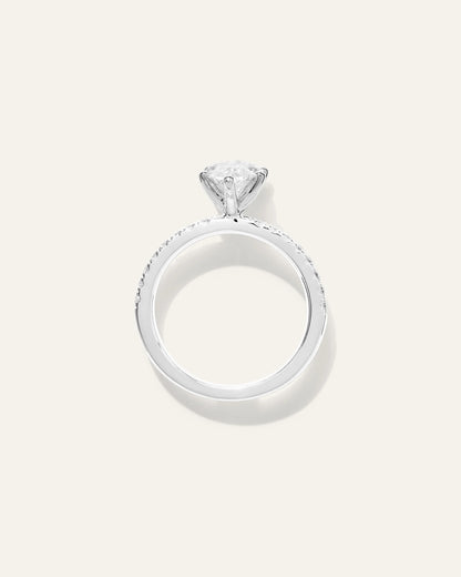 Lab Grown Diamond Marquise Petite Pave Engagement Ring - 2ct - 4 / Yellow Gold
