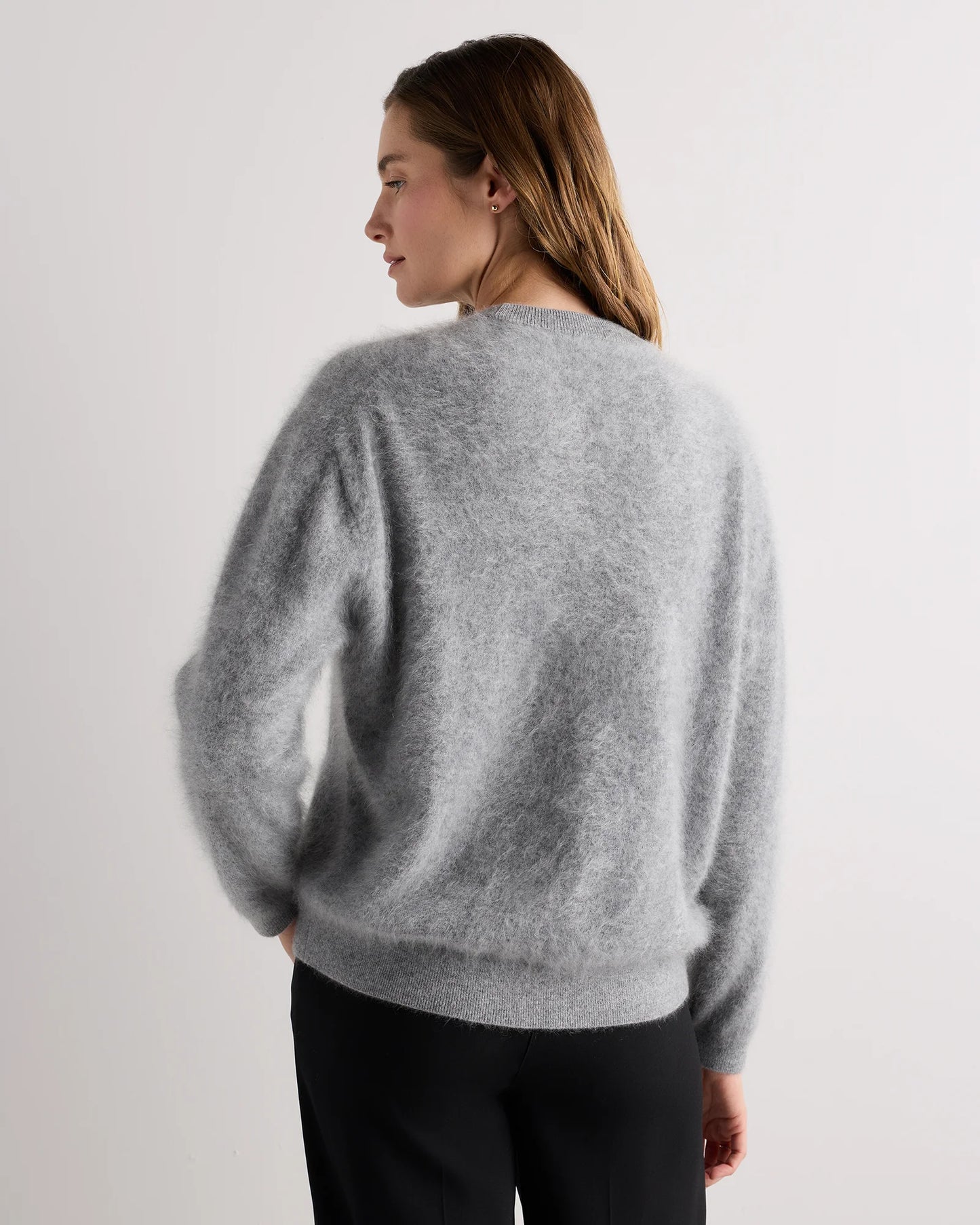 Brushed Cashmere Oversized Crewneck Sweater - XS / Heather Grey