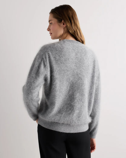 Brushed Cashmere Oversized Crewneck Sweater - XS / Heather Grey