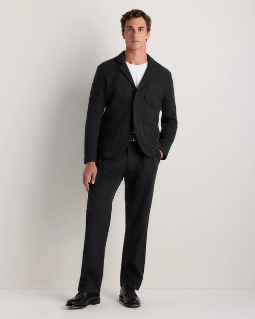Boiled Wool Cashmere Blazer - S / Heather Charcoal