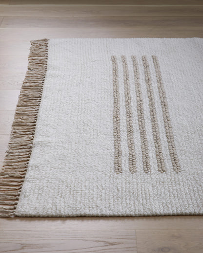 Otto Hand-Knotted Cotton Wool Rug - 3' x 5' / Ivory/Neutral