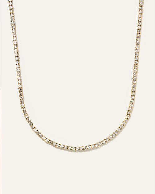 14K Gold Lab Grown Diamond Tennis Necklace - 5ctw - 16" / Yellow Gold