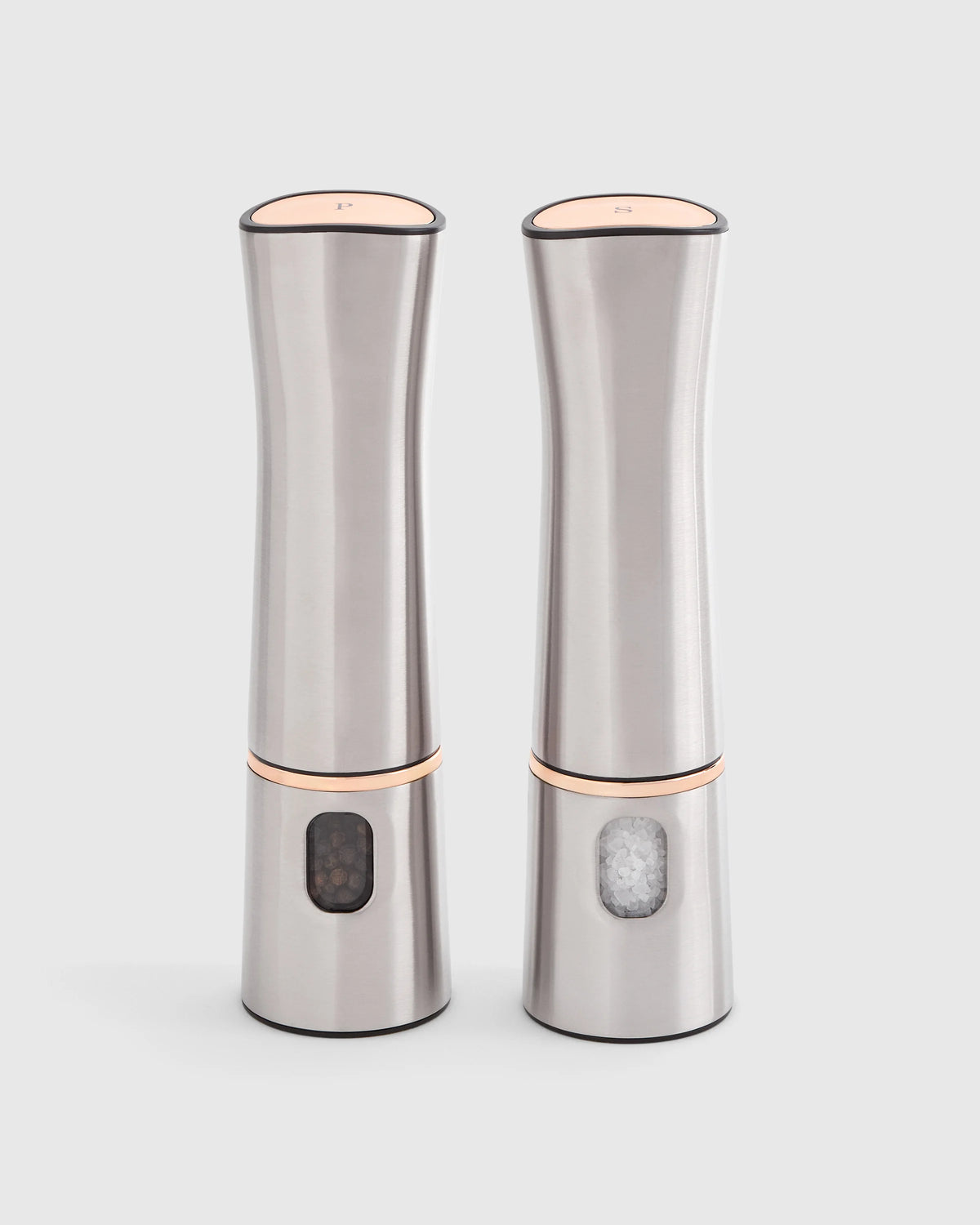 Stainless Steel Electric Salt & Pepper Mill Set - Set of 2 / No Color