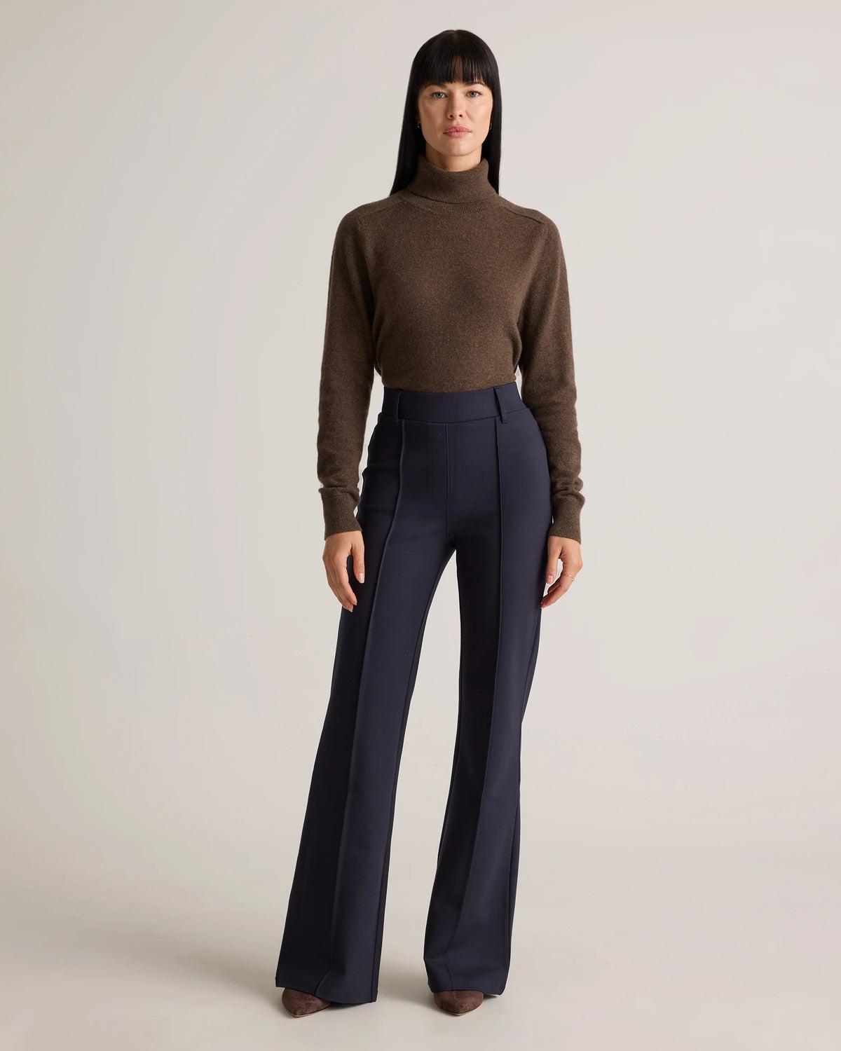 Ultra-Stretch Ponte Flare Leg Pants - XS / Espresso