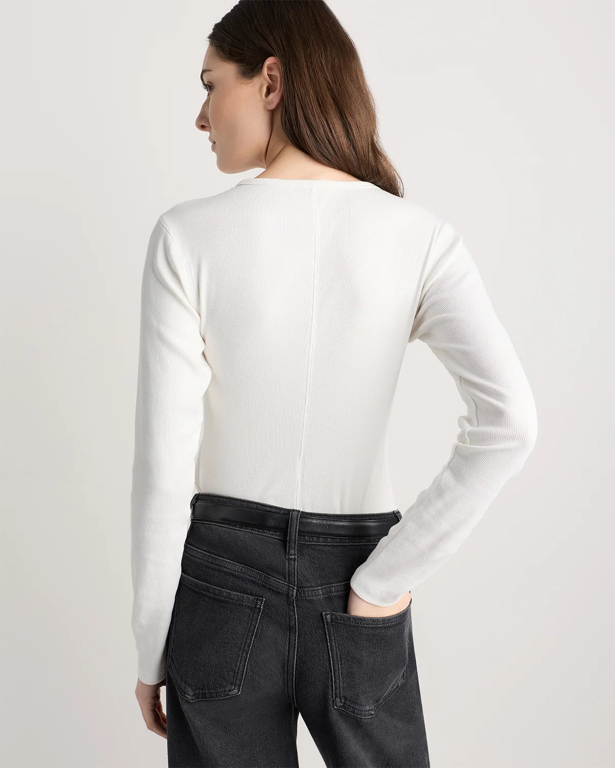 Organic Cotton Micro-Rib Long Sleeve Tee - XS / Moonstone Blue