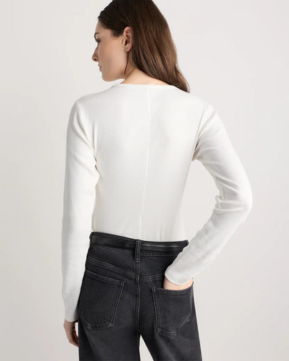 Organic Cotton Micro-Rib Long Sleeve Tee - XS / Moonstone Blue