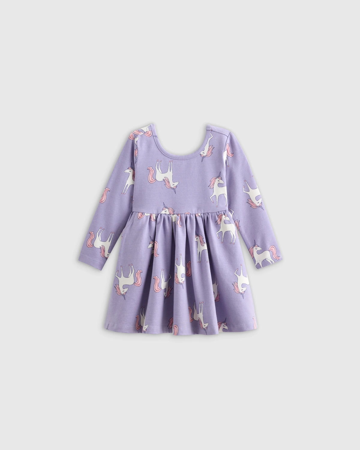 Organic Cotton Long Sleeve Skater Dress - 0-3M / Flower Buds
