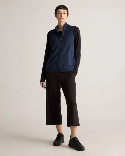 Sweater-Knit Fleece Full-Zip Vest - XS / Heather Mineral Green