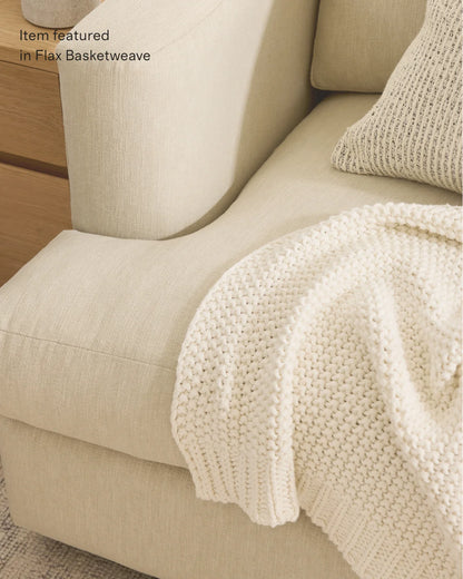 Sierra Curved Arm Sofa in Performance Basketweave - 7ft / Flax