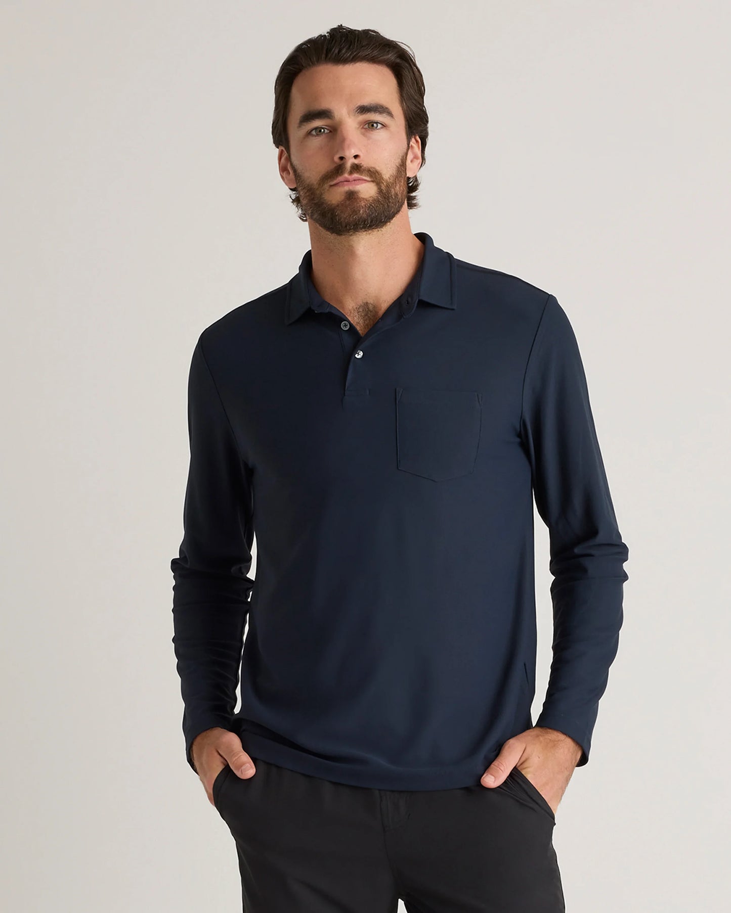 ProPique Performance Long Sleeve Polo - S / Navy