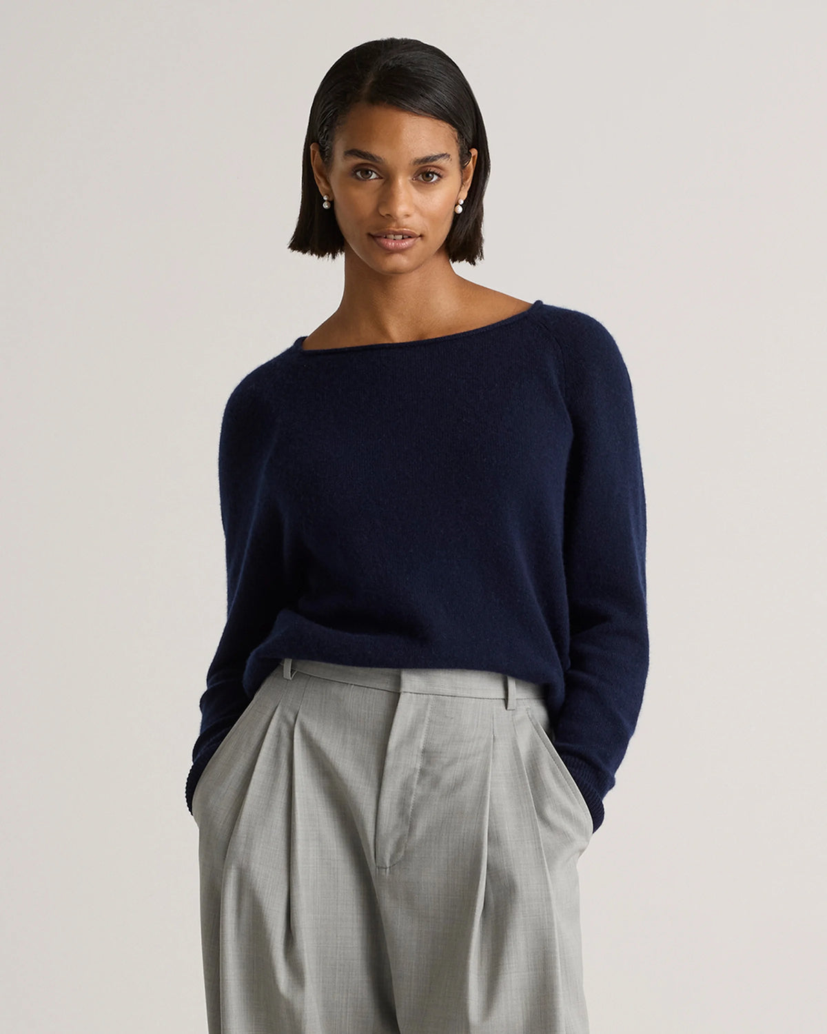 Mongolian Cashmere Boatneck Sweater - XS / Black
