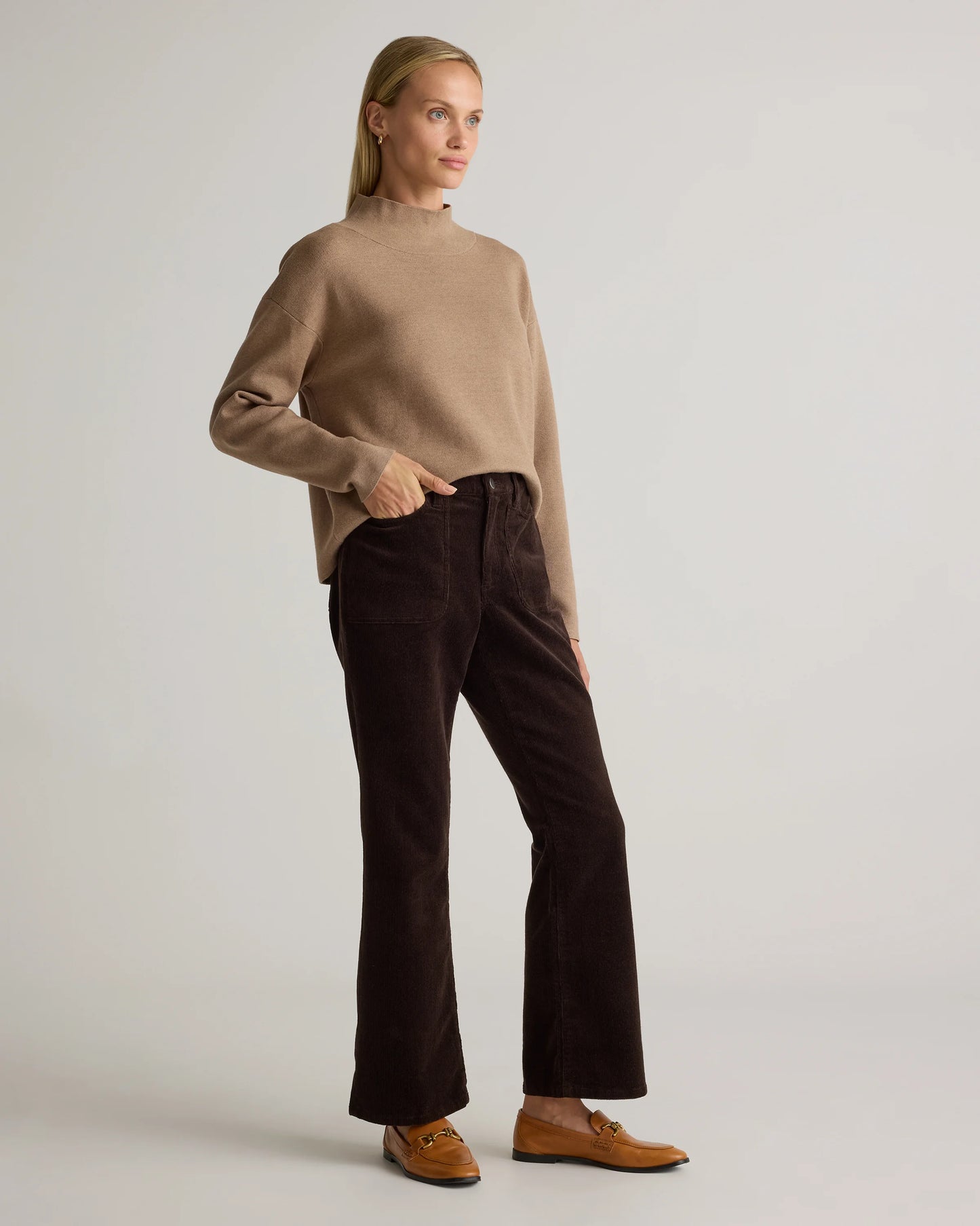 Organic Stretch Corduroy Flare Pants - 0 / Black