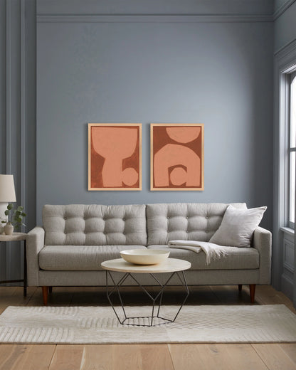 Unit in Terracotta by Michael Kempen (Set of 2) - 21.25"x26.25" / Oak