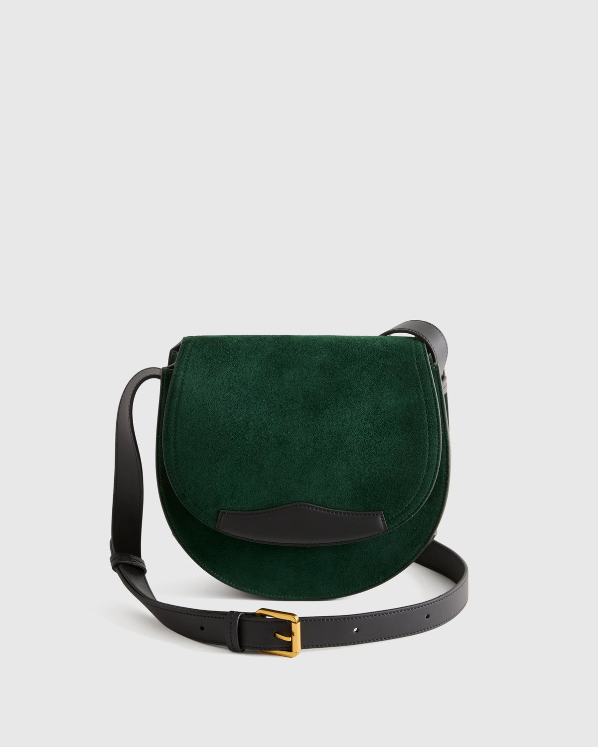 Italian Suede Saddle Bag - One Size / Pebble