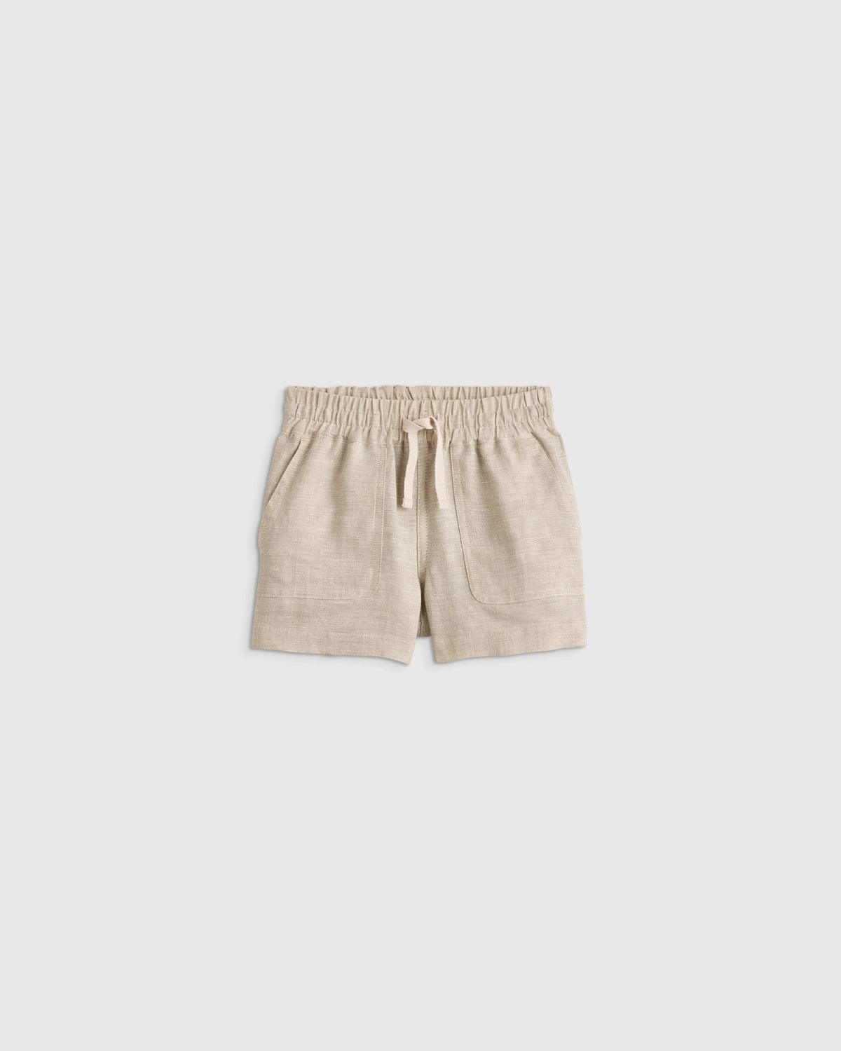 100% European Linen Drawstring Shorts - 2T / Vintage Pink Chambray