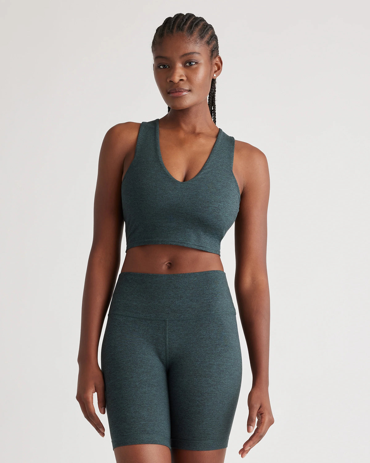 Ultra-Soft V-Neck Cropped Tank - XS / Heather Navy