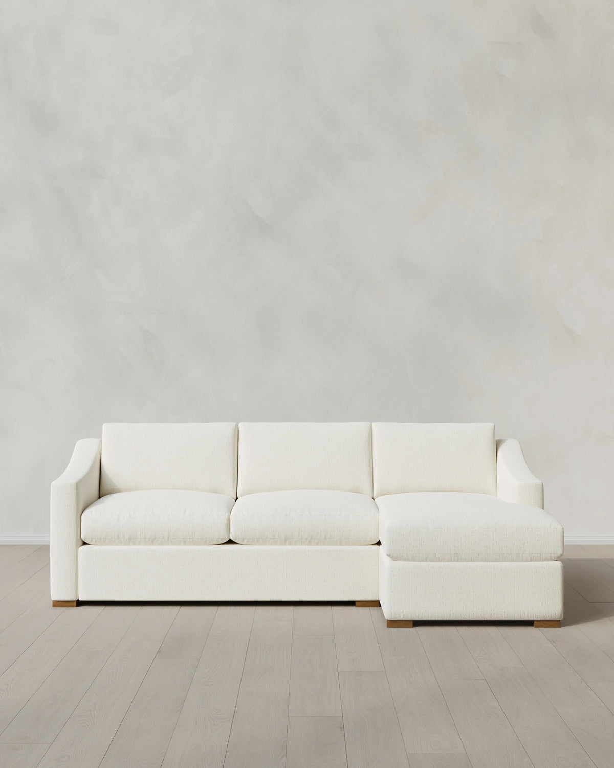 Hollis Slope Arm Chaise Sectional in Performance Chenille Linen Blend - 104" Right Arm / Snow