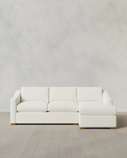 Hollis Slope Arm Chaise Sectional in Performance Chenille Linen Blend - 104" Right Arm / Snow