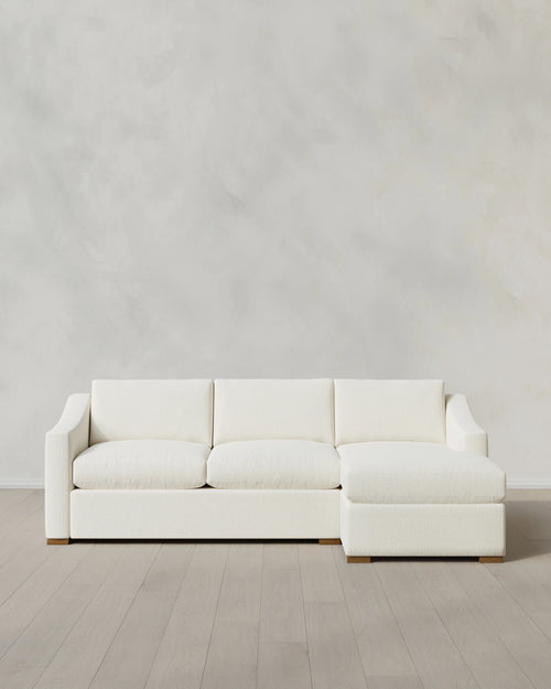 Hollis Slope Arm Chaise Sectional in Performance Chenille Linen Blend - 104" Right Arm / Snow