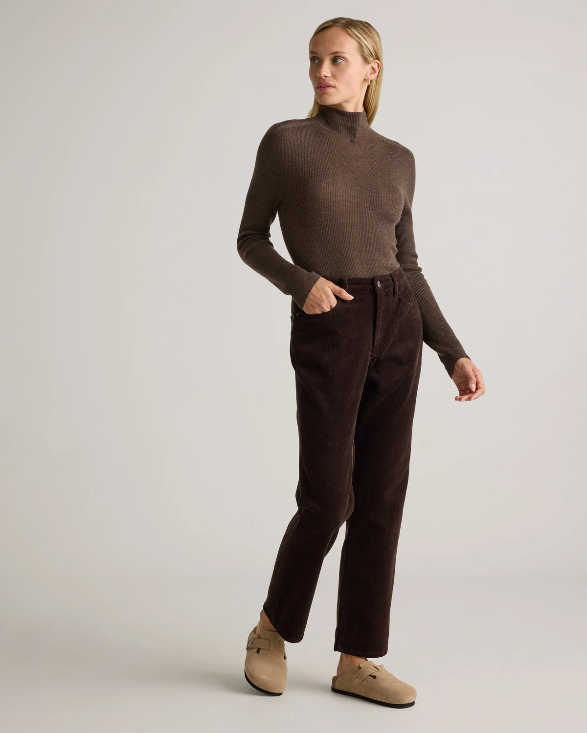 Organic Stretch Corduroy Straight Leg Pants - 0 / Espresso