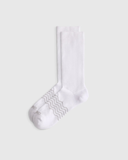 Everyday Cotton Targeted Stretch Crew Socks (4-Pack) - S / White