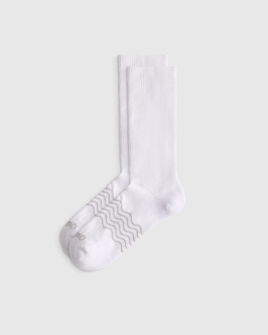 Everyday Cotton Targeted Stretch Crew Socks (4-Pack) - S / White