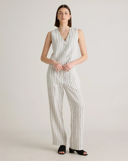100% European Linen Pleated Trouser - 0 / Bayberry Olive