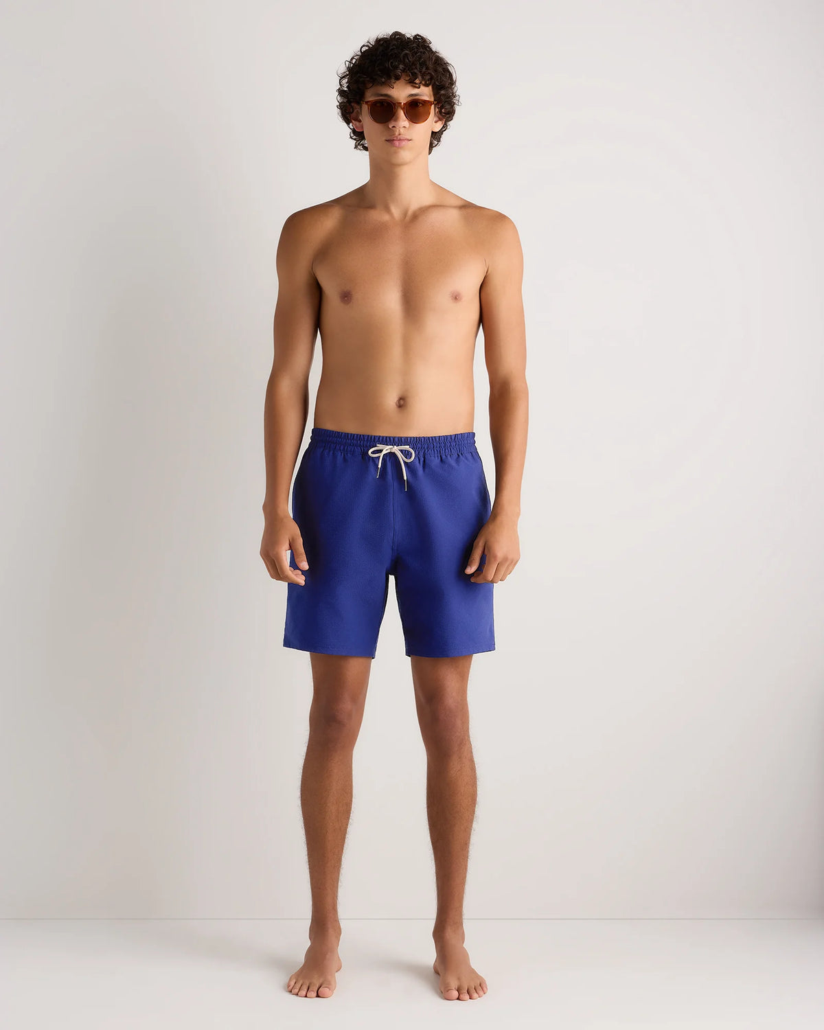 Seersucker Swim Trunks - 7" - S / Navy Seersucker