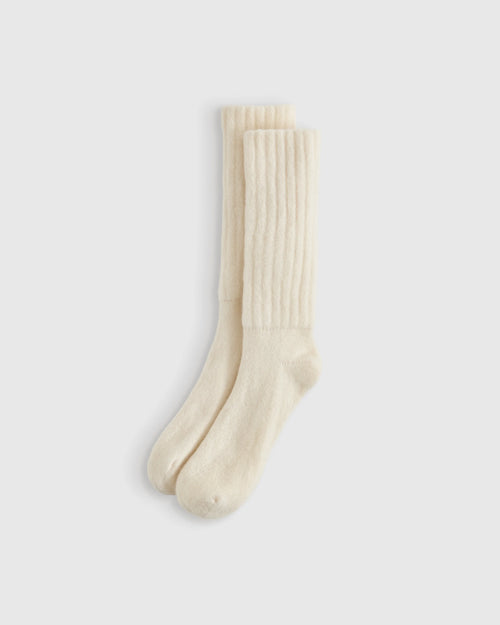 Mongolian Cashmere Slouch Sock - XS/S / Ivory