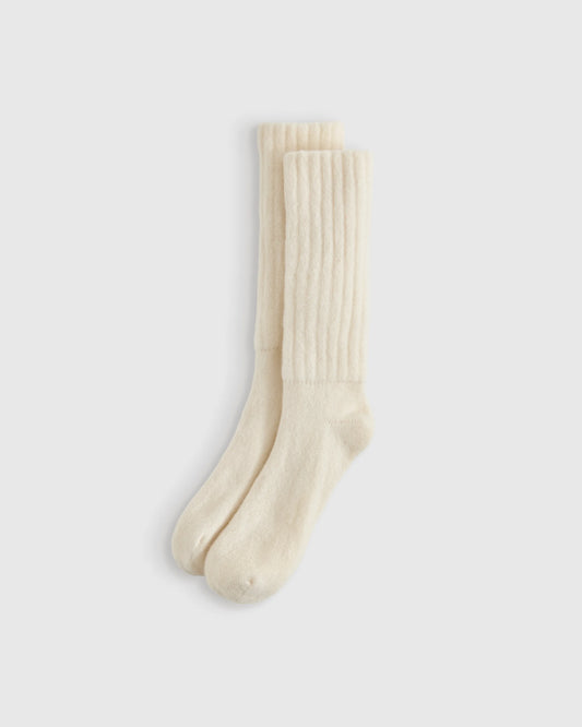 Mongolian Cashmere Slouch Sock - XS/S / Ivory
