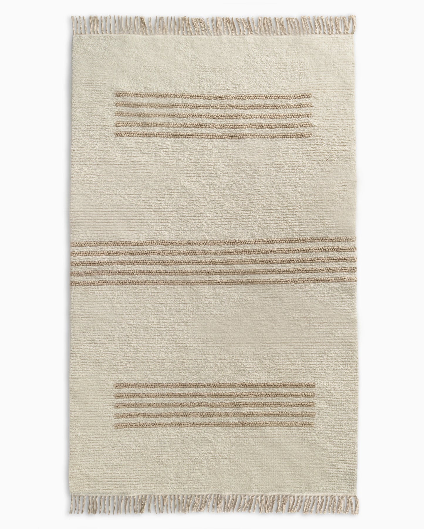 Otto Hand-Knotted Cotton Wool Rug - 3' x 5' / Ivory/Neutral