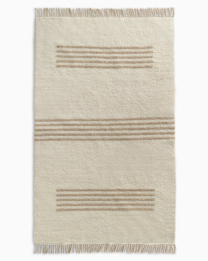 Otto Hand-Knotted Cotton Wool Rug - 3' x 5' / Ivory/Neutral