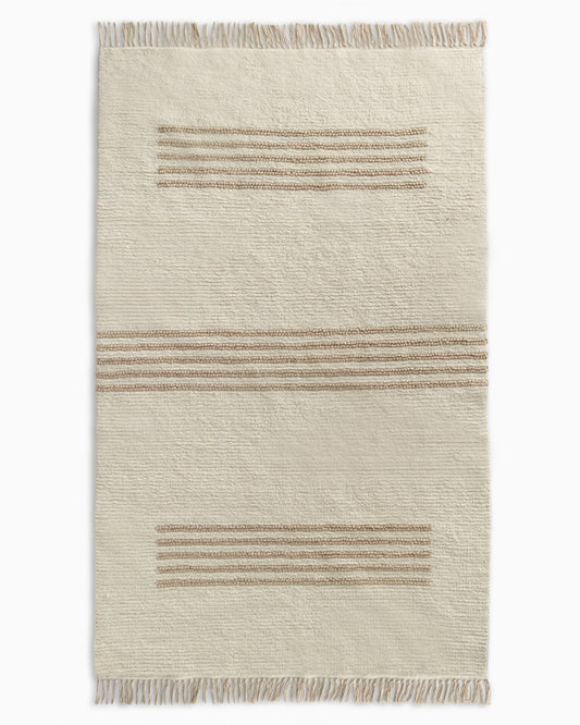Otto Hand-Knotted Cotton Wool Rug - 3' x 5' / Ivory/Neutral