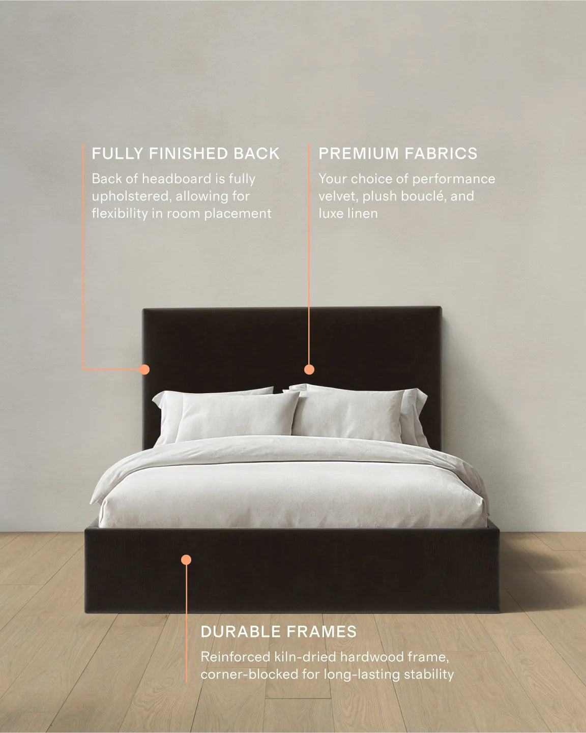Square Bed in Performance Velvet - Full / Butterscotch