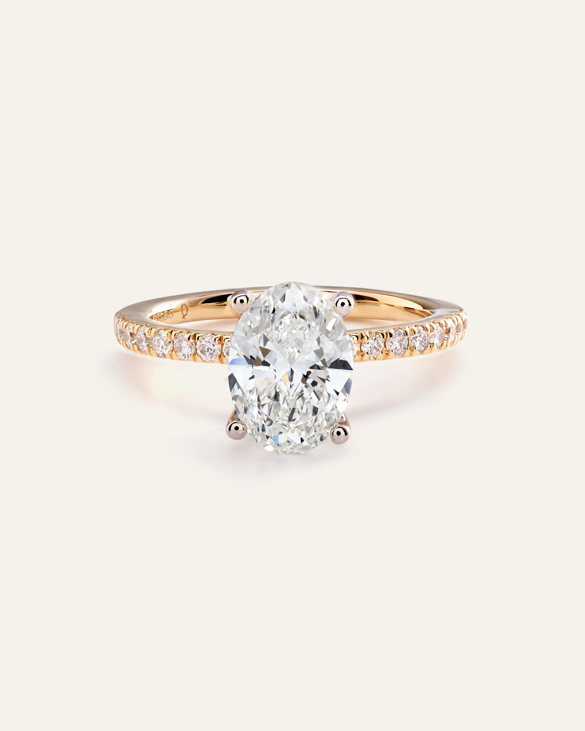 Lab Grown Diamond Oval Petite Pave Engagement Ring - 2.5ct - 4 / Yellow Gold