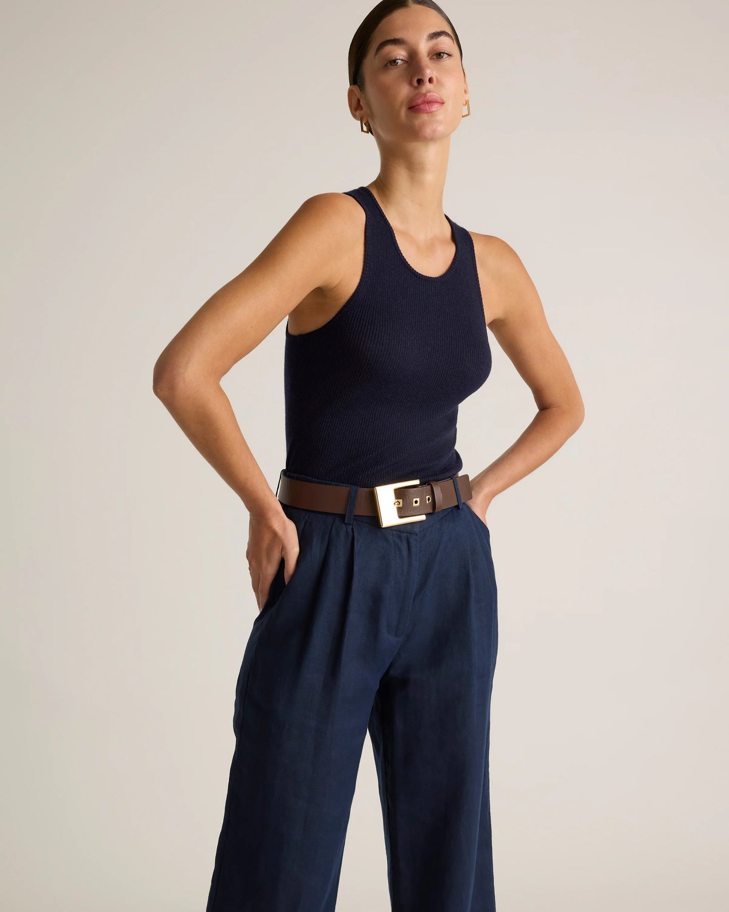 100% European Linen Pleated Trouser - 0 / Bayberry Olive