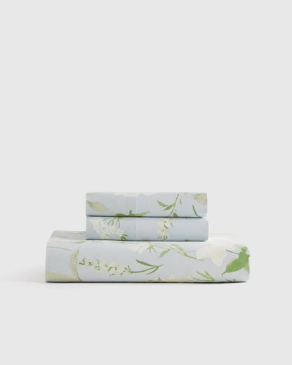 Organic Crisp Percale Floral Fitted Sheet Set - Twin / Toffee Florette
