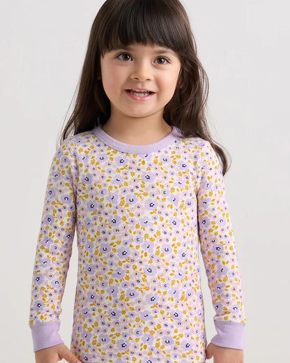 100% Organic Cotton Long Sleeve and Pant Pajama Set - 2T / Navy Stripe