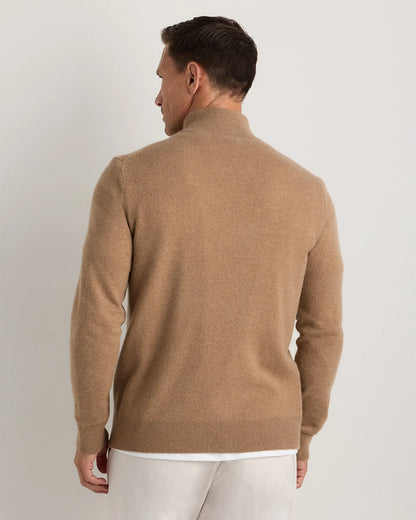 Mongolian Cashmere Quarter Zip Sweater - S / Olive Twist