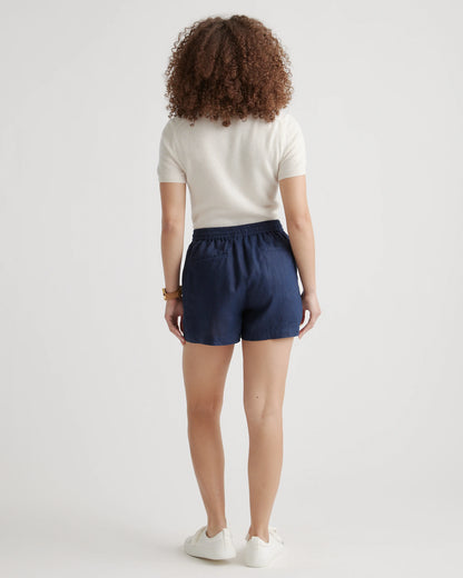 100% European Linen Shorts - XS / Taupe Brown Gingham