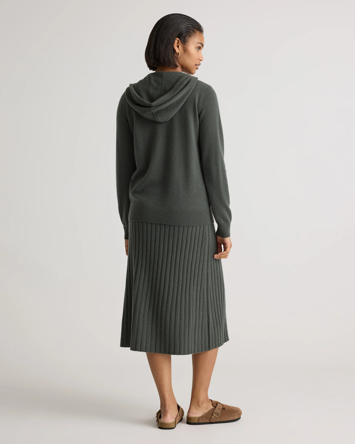 Mongolian Cashmere Full-Zip Hoodie - XS / Heather Grey