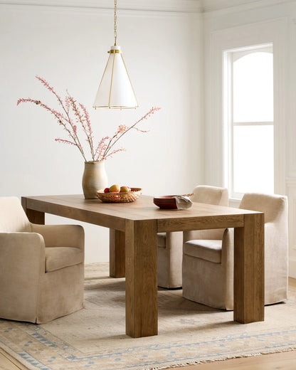 Reclaimed Oak Parsons Dining Table - One Size / Weathered Oak